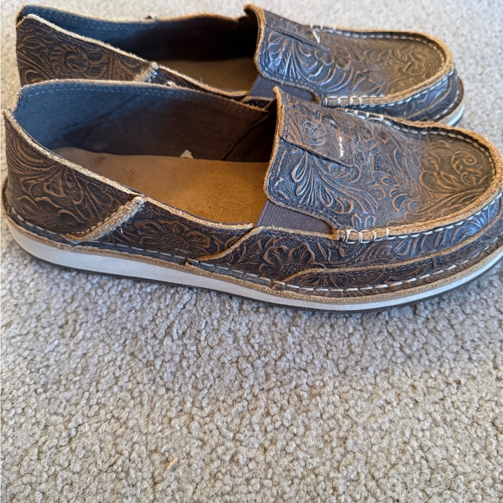 Ariat Brown Embossed Loafers - Picture 2 of 3